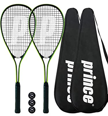 2 x Prince Power Beast Squash Rackets with 3 Squash Balls