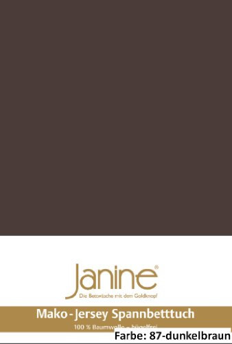 Janine Spannbettlaken Jersey 5007, Gr. 100x200 cm, Fb. 87 Dunkelbraun, Mako-Feinjersey