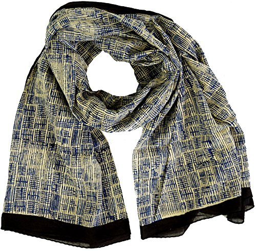 GURU SHOP lätt pareo, sarong, handtryckt bomullstyg, män/kvinnor, Blå kombination 12, one size
