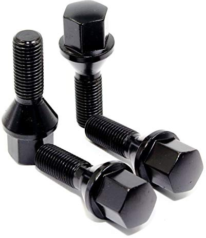 Set of 20 Veritek 14x1.5mm Black Wheel Lug Bolts for Aftermarket Custom Wheels Conical Seat 2.16 Inch 28mm Shank 17mm Hex