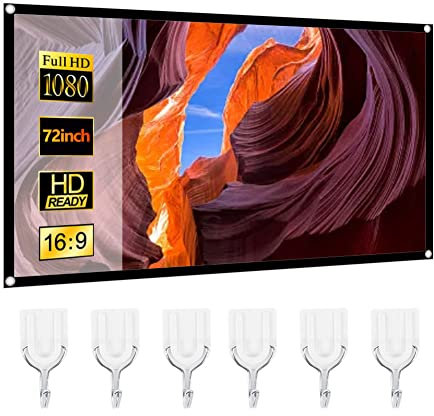 T opiky Schermo di proiezione portatile da 60 a 150 pollici, tenda di proiezione HD pieghevole 16: 9 in poliestere senza pieghe con angolo di visione visivo per film interni ed esterni(70)
