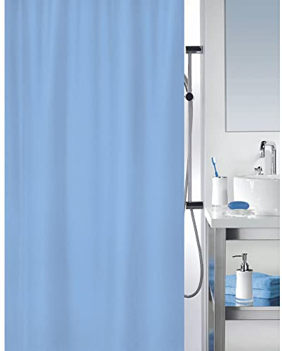 MSV Anti-Schimmel Duschvorhang - Anti-Bakteriell, waschbar, wasserdicht, Polyester, 180x200cm Hellblau