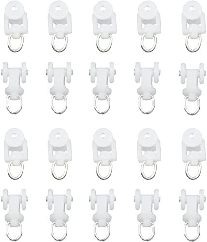 HASAYAKI Rodillos de riel de Cortina, portadores de Ruedas de Cortina con Pliegue Ondulado, Corredores de Cortinas Plegables, 20 Piezas (22x16mm / 0,87x0,63 Pulgadas) - Blanco