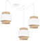 Light-Home Boho Hängelampe - Rattan Lampe - Deckenlampe für Wohnzimmer Schlafzimmer und Esszimmer - Pendelleuchte aus Metall mit Lampenschirm aus Stoff - E27-3-Flammig - Weiß und Jute