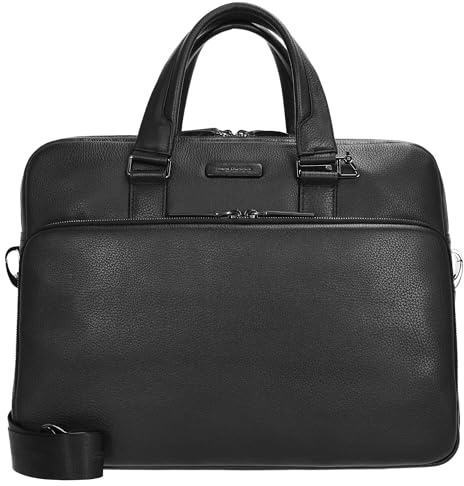 PIQUADRO Cartella in Pelle e Tessuto, Aktentasche aus Leder und Stoff,