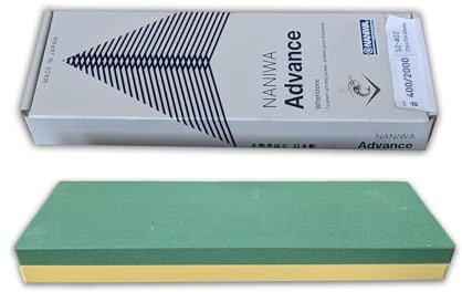 Sanelli Ambrogio, Naniwa Combination Stone, Kombi-Messerschärfer, 2-in-1, grobe Körnung #400 und für das Finish #2000, ideal für gebrochene Klingen und normale Messer, Splash & Go, hergestellt in