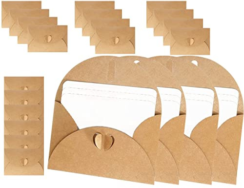 KAPSING 14 pcs Mini Enveloppes avec Blanc pour Dessiner Coeur Château Enveloppes Papier Kraft Cartes Vouchers à remplir soi-même Cartes à écrire pour Cartes Cadeaux DIY Graffiti