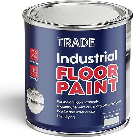 Morgan's Trade 1L Industrial Floor Paint-Ideal For Concrete, Masonry, Garage & Other Floors- Fast Drying Formula-Interior & Exterior Use- (Slate Grey)