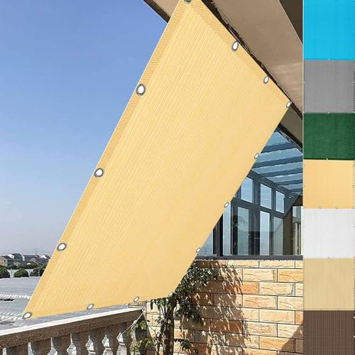 Recinzione Copertura per Balcone Giardino 75 x 300 cm Recinzione Copertura Schermante per Balcone Privacy Resistente alle intemperie con Fascette e funi, Color Crema