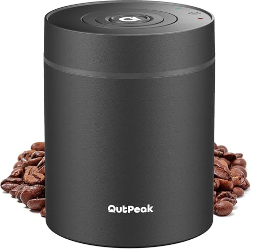 OUTPEAK Neo 2026 Kilo Auto-Vakuum-Kaffeedose, 1,5 l Fassungsvermögen für 500 ml Kaffeebohnen, Ein-Knopf-Bedienung, Edelstahl-Kaffee-Aufbewahrungsbehälter für Barista, Geschenke (groß, mattschwarz)