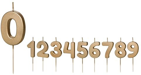Geburtstagskerze 0 Gold Zahlenkerze Zahl 0 Kerze 0 Gold Deko Geburtstag Kinder Erwachsene Tortendeko Kuchendeko