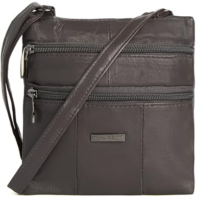 Woodland Leathers Lorenz Ladies Small Genuine Soft Leather Cross Body Shoulder Bag for Women (Brown (18x18 cm))