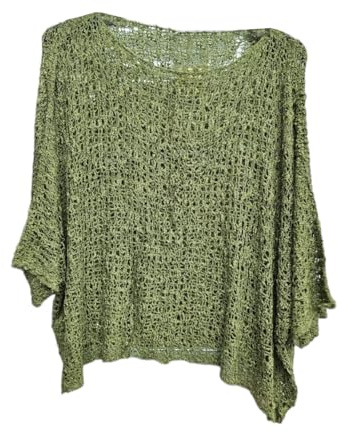 Alam Exclusive Women's Popcorn Top Crochet Oversized Knit Ladies Plain Batwing Boho Cover Up Summer Fish Net (UK, Numeric, 8, 18, Regular, Regular, Khaki)
