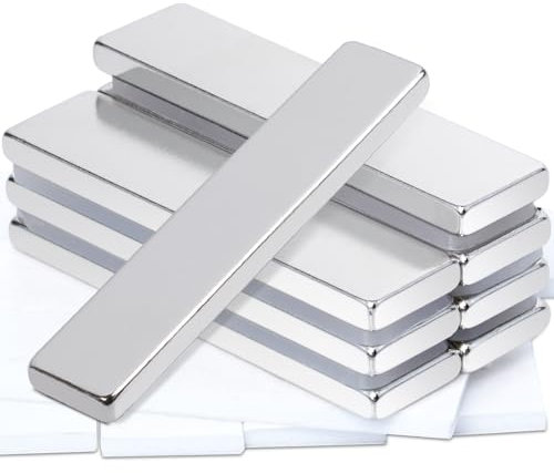 8Piezas Imanes de Neodimio 40x10x3 mm Rectángulo Imán con Película Adhesiva, Imanes Adhesivos para Refrigerador, Cocinas,Oficinas, Pizarra Blanca, Bricolaje