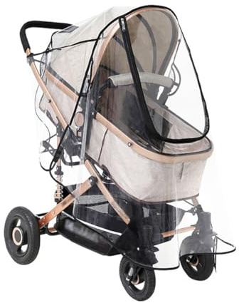 Cubierta de lluvia para cochecito, protector universal transparente, impermeable, resistente al viento, a prueba de nieve, protector transparente para cochecito con puerta con cremallera, ventana de