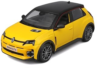 Bburago Renault 5 E-Tech – modellbil 1:24 Die-Cast originaltrogen samlarbil leksaksbil med rörliga dörrar, från 3+ ^(18-21113Y)