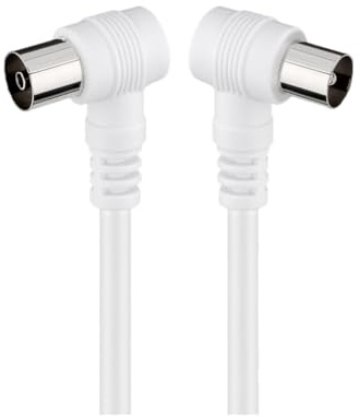 Goobay 11524 - Cable coaxial de 10 m/Macho y Hembra/Conector antena TV/Angulo 90 grado/Blanco