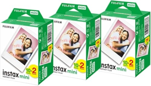Fujifilm 16437396 Instax Mini Twin Pack Picture Format Instant Daylight Film Pack of 3 (60 Shots)