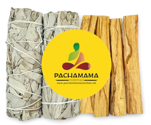 Organic California White Sage (Salvia Apiana) & Palo Santo (Holly Wood) Smudge Bundle Kit (2 white sage bundles 4-5 & 4 Palo Santo Sticks 4)