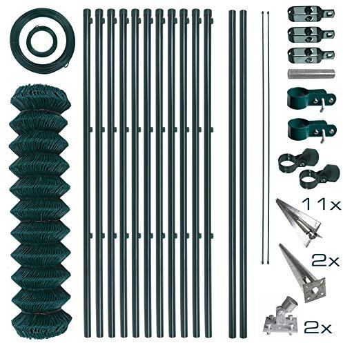 ESTEXO Maschendrahtzaun Gartenzaun Set Komplettset Zaun Gartenzaunset Zaunset Drahtzaun Maschendraht mit Einschlaghülsen (1,0 x 25 m)