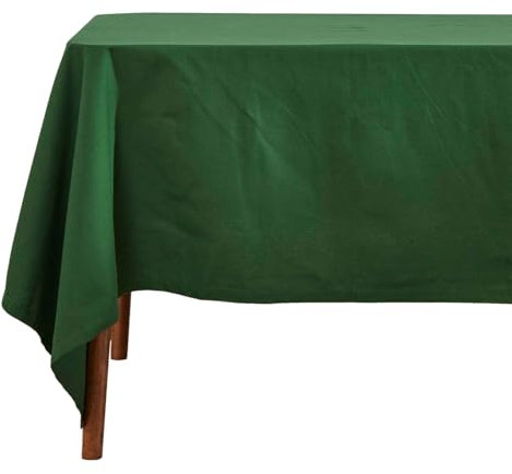 Homescapes Hochwertige runde Tischdecke dunkelgrün 178x305 cm, XXL Tischtuch rechteckig aus 100% Baumwolle, waschbar & pflegeleicht