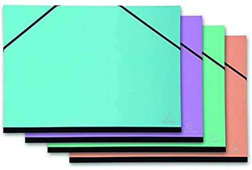 Exacompta 25680E Aquarel Zeichenmappe mit 2 Gummizügen, innen schwarzes Papier, Rücken aus Leinen, 32x45 cm - Format zum Abheften A3, 1 Stück Zufallsfarbe