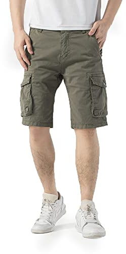 TONY BACKER Pantaloncini Cargo Uomo Shorts Cotone Multi-Tasca Pantaloni Corti F1586 (IT, Numero, 50, 48, Regular, Regular, Verde)