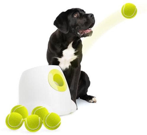 ALL FOR PAWS Automatic Dog Ball Launcher Maxi, Interactive Ball Thrower Dog Toys Includes 6pcs Tennis Balls for Large Dogs