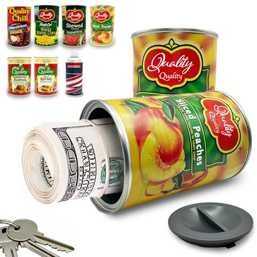 Fake Soup Can Diversion Safe - Keep Your Valuables Safe - like Jewelry, Cash, Money, Coins, Car Keys - Storage Home Security - Peach
