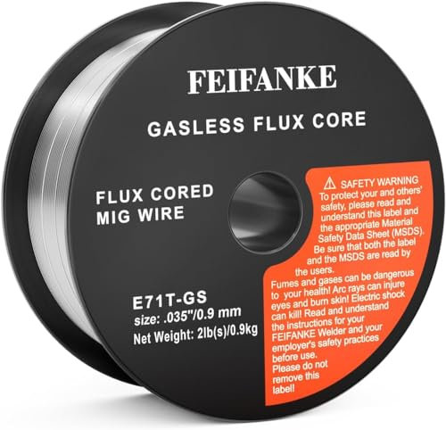 FEIFANKE Alambre de Soldadura 0,9 mm 1KG Hilo Flux E71T-GS Hilo Soldar Sin Gas Para Máquina de Soldar, Rollo de Alambre D100 1 Pieza