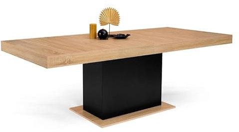 IDMarket - Table à Manger Extensible Rectangle Eden 8-12 Personnes Bois et Noir 200-250 cm
