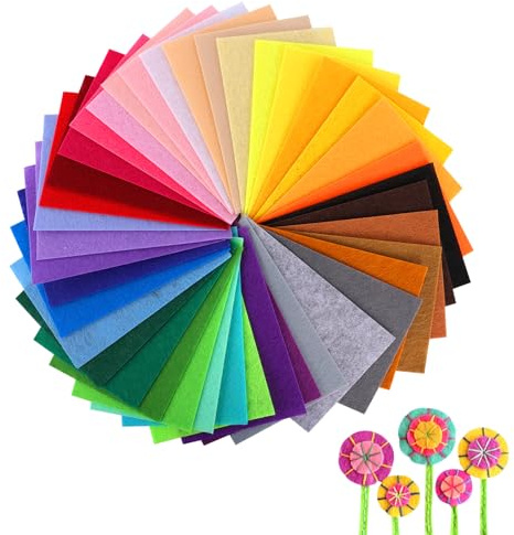 40 Piezas Hojas de Fieltro No Tejido Precortada, 1mm Cuadrado Suave de, 10x15cm Artesanal Fieltro de Costura para Niño y Niña
