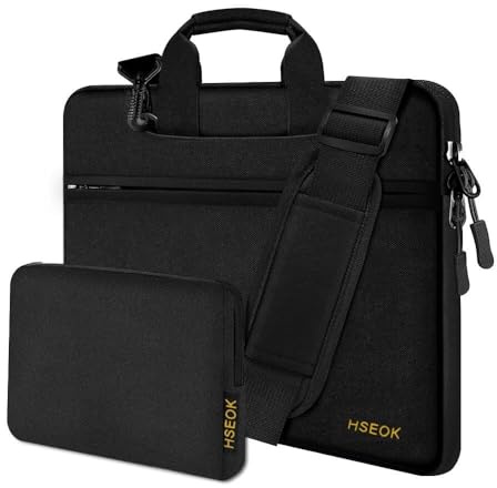 HSEOK Bolso de Hombro para Computadora Portátil de 13-14 con Estuche Pequeño para MacBook Pro de 14, M5/M4/M3/M2/M1 2025-2021, Todos los Modelos de MacBook Air/Pro de 13,3, XPS 13/14,Negro