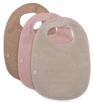 Jollein Lätzchen Baby - Frottee, Wild Rose/Nougat/Biscuit - 3er Pack - 100% Baumwolle - Mit Klettverschluss - Babylatz - Sabberlätzchen Baby