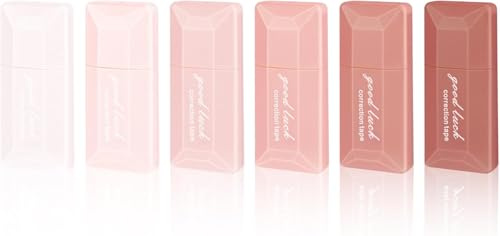 FonVan 6 Pcs Rubans Correcteurs, 6 m x 5 mm, mini Roller Ruban de Correction Instantanée, Ruban Correcteur Blanc pour Fourniture, Scolaire, École Bureau, étudiants (Rose dégradé)
