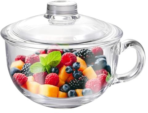 WDOPEN Tazza in vetro da 20 OZ trasparente con coperchio per il tè della colazione, latte, bevande, farina d'avena, yogurt