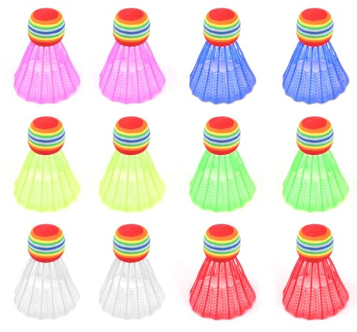 WPPQWP Volani per bambini, in nylon colorato, palline da badminton, volani per esterni, principianti (12 pezzi), adatte per principianti e bambini, sport interni ed esterni