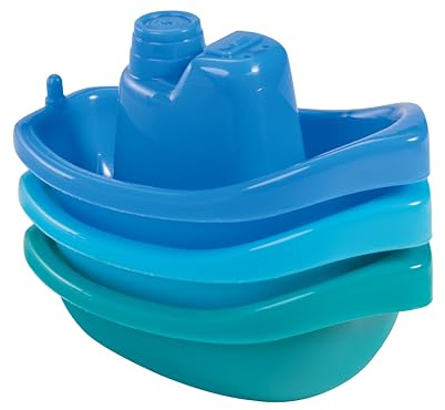 babynova Bateaux de Bain - Jouets éducatifs pour bébés et Tout-Petits - dès 3+ Mois - Set de 3 pcs - Développement de la motricité - Jouet de Bain - sans BPA - Bleu, Turquoise, Vert