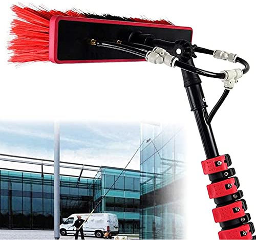 Kit Professionale con Asta alimentata ad Acqua, pulitore per vetri con Pannello Solare da 12-36 Piedi con Spazzola telescopica per Camion e roulotte, Kit per la Pulizia dei vetri con Testina