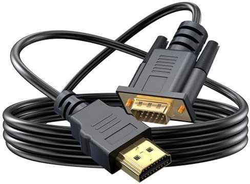 KEXIAO Câble HDMI vers VGA - Adaptateur HDMI vers VGA - Connecteurs plaqués or pour écrans d'ordinateur, projecteurs HDTV Plug and Play