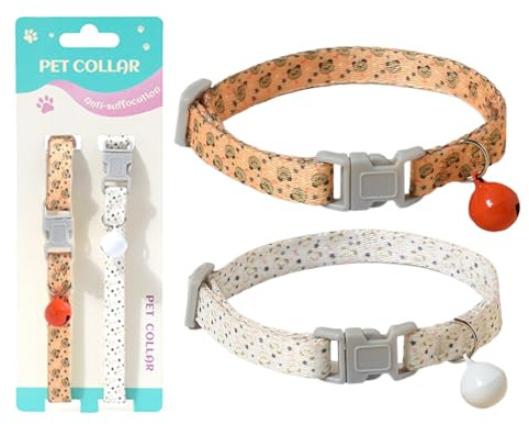 Lot de 2 colliers pour chat, avec clochette, réglable, accessoire personnalisé pour animal de compagnie