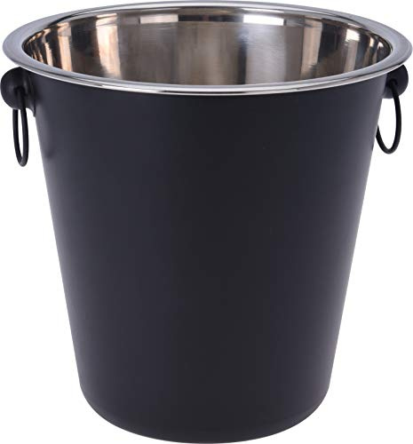 Bambelaa! Secchiello per spumante in acciaio inox grande lucido con manici ad anello, secchiello per vino, champagne e bottiglie, nero (ø ca. 22 cm)