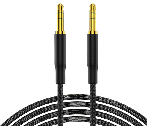 elzle Câble Jack Audio,Câble Auxiliaire 3.5mm mâle vers Mâle [Plaqué Or]Stéréo en Nylon,Câbles de Connexion Audio AUX,pour iPhone,Samsung,iPod,iPad,Voiture,Casque,Autoradio,Smartphones,MP3 etc.1M Noir
