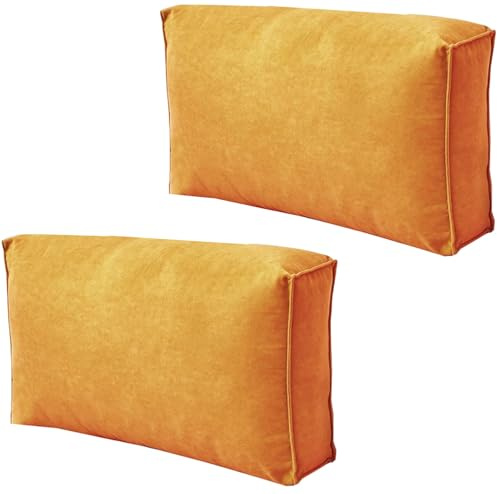 seokor Cuscino da Lettura Divano, Singolo/Matrimoniale Schienale Testata Letto 60/70/80/90/100cm Lombare/Schiena Supporto Cuscini con Fodera Rimovibile Cuscino da Parete(7,60x45x12cm(2pcs))