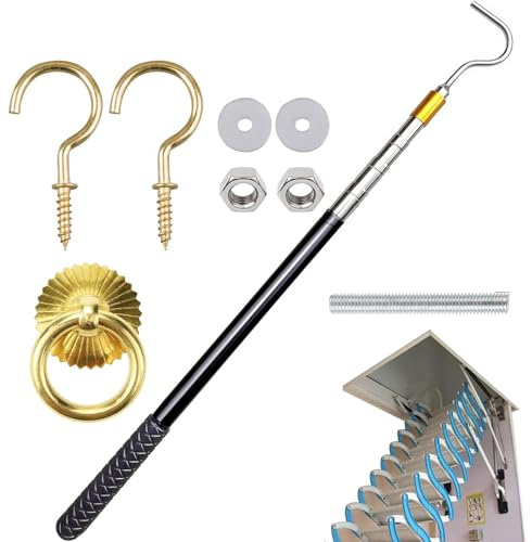 Gwtdtoad Pull Hook for Loft Door, Extendable 168 cm Ladder Gripper, Loft Door Handle for Cargo Space, Garage, Cabinet, Outdoor, for Trucks, Cargo Area, Garage, Awning, Home, Vehicle