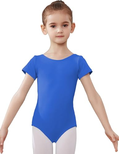 HROYL Maillot de Ballet Danza para Niñas Clásico Manga Corta Leotardos de Baile Gimnasia