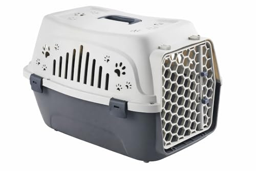 Hard Sided Pet Carrier for Cats and Small Dogs 46x33x31cm Secure Ventilated Travel Kennel with Locking Honeycomb Door Top Handle Lightweight Durable Design