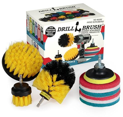 Drillbrush Power Scrubber Brush Set - Drill Brush Attachment - Grout Brush Drill Attachment - Drill Scrubber Attachment - Bathroom Cleaner Scrub Brush - Toilet Brush Cleaning Supplies - Grout Cleaner