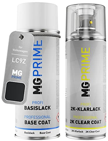 MG PRIME Vernice per auto Kit bombolette spray 2K per Volkswagen VW LC9Z / C9Z / Z4 Black Magic Perl/Black Magic Pearl Vernice di base 2 componenti vernice trasparente