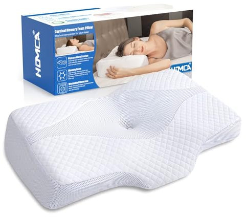 HOMCA Almohada Cervical - Almohada Ergonómica con Memoria de Forma, Almohada Cervical Viscoelastica Fundas de Almohada Lavables para Relajarse de Dolor del Cuello y Hombro